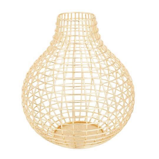 CosmoLiving by Cosmopolitan Gold Iron Modern Vase, 14" x 13" x 13"